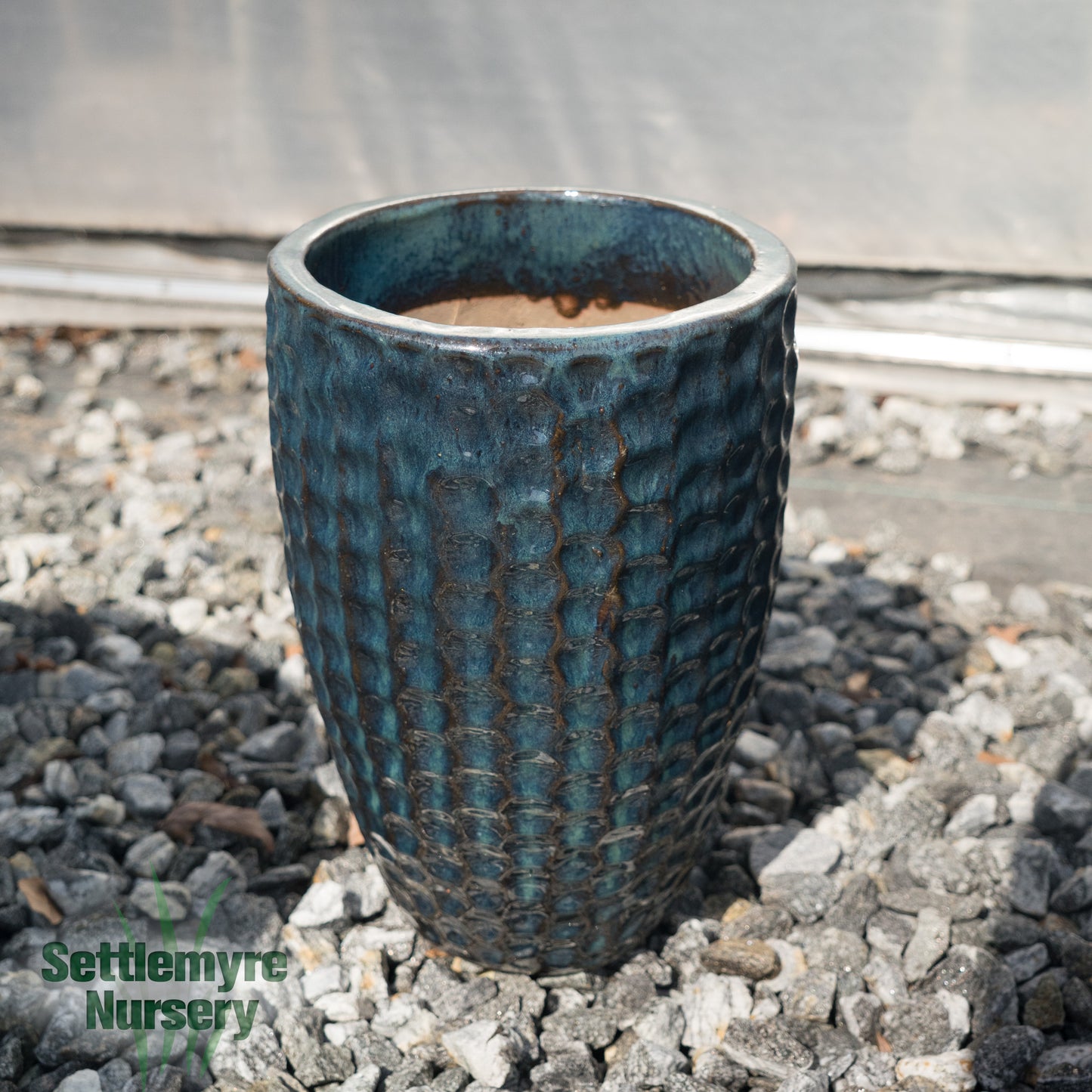 Hammered Jar SM Aqua Pottery