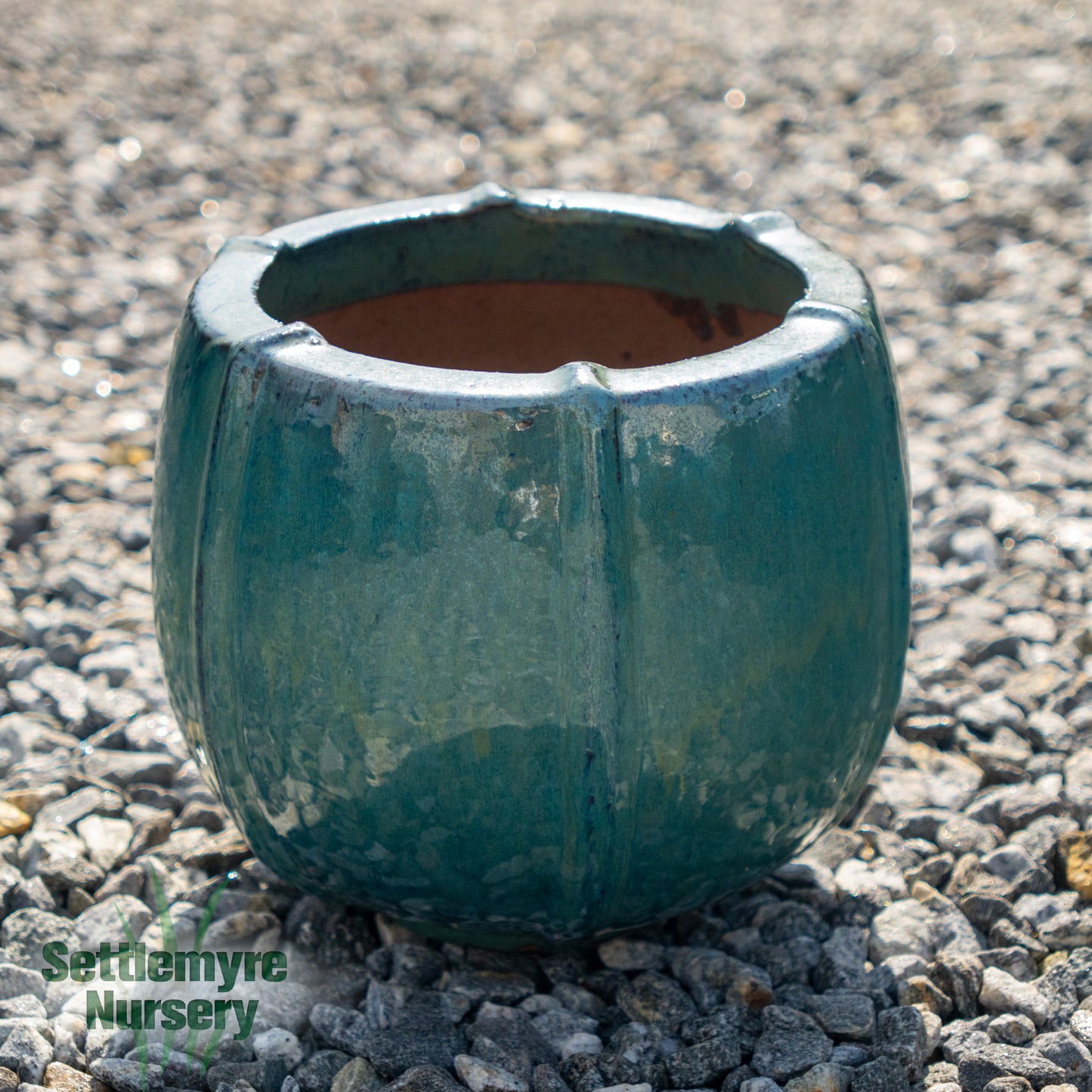 Vertical Ribbed Planter SM Aqua