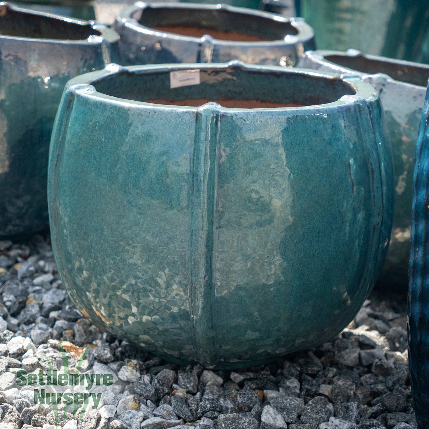 Vertical Ribbed Planter LG Aqua