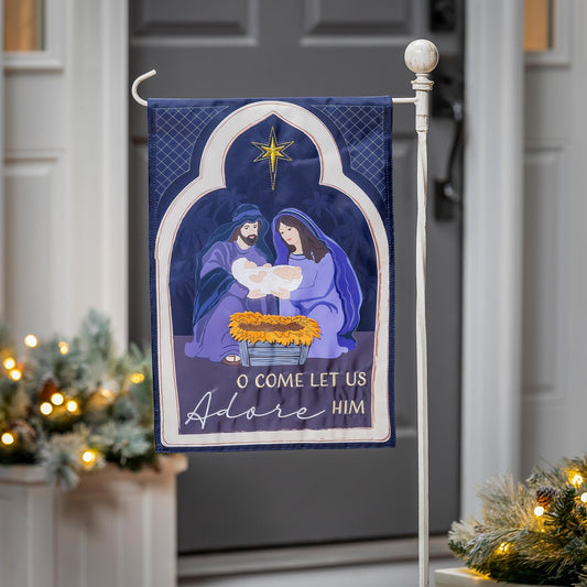 Garden Flag Christmas Come Let Us Adore Him