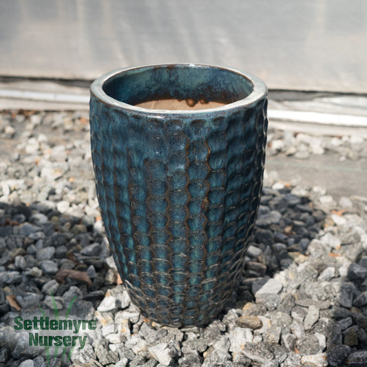 Hammered Jar SM Aqua Pottery