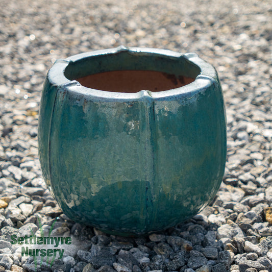 Vertical Ribbed Planter SM Aqua
